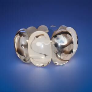 Wide Chunky Resin/Flex Bracelet in Black/Grey/White - 9 1/2” In Diameter Y2K